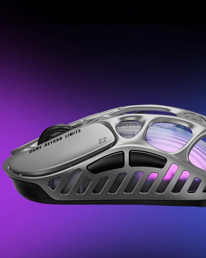 GravaStar Mercury X Wireless Gaming Mouse β 32,000 DPI PAW 3950 Sensor, 1000Hz Polling Rate, Only 49g, Magnesium Alloy Hollow Frame, RGB Lighting, 5 Programmable Buttons