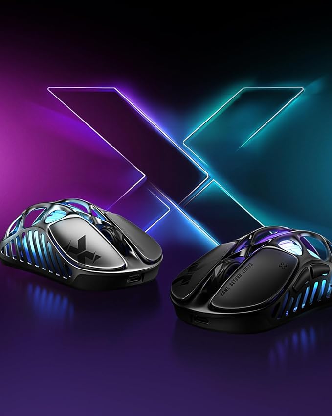 GravaStar Mercury X Wireless Gaming Mouse β 32,000 DPI PAW 3950 Sensor, 1000Hz Polling Rate, Only 49g, Magnesium Alloy Hollow Frame, RGB Lighting, 5 Programmable Buttons