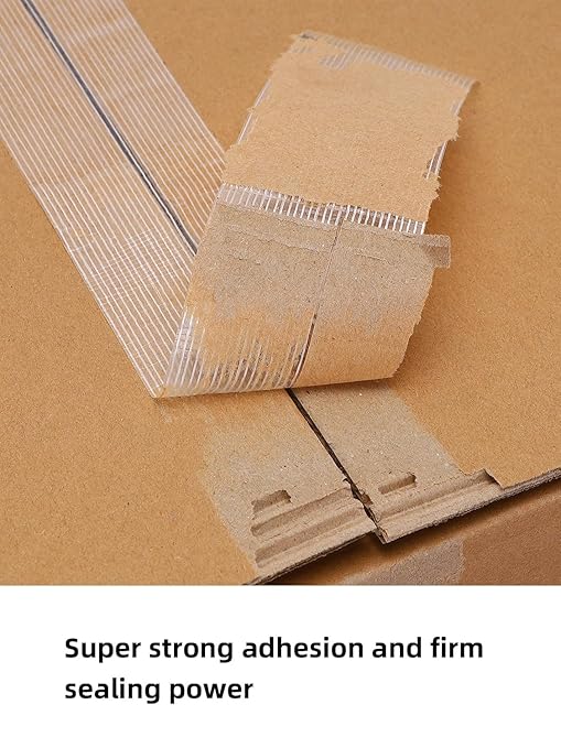 10 Pack 3/4 in×27YDS, Filament Strapping Tape, 270yds Total, Clear Fiberglass Reinforced Packing, Heavy Duty Wearproof Tape, Extra Thickness 5.5 mil