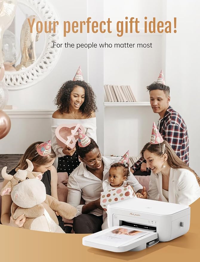 HPRT 4x6 Photo Printer, +20 Sheets&1 Ribbon, Picture Printer for iPhone, Android, Portable Dye-Sublimation, AR Video Printing(White)