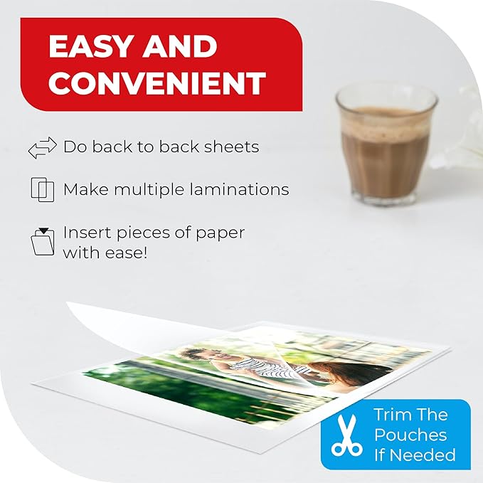 3MIL Thermal Laminating Sheets (100 Count) 9x11.5 inch, Letter Size, Dry-Erase Friendly Laminating Pouches, Compatible with Laminator, Crystal, Clear Laminated Finish