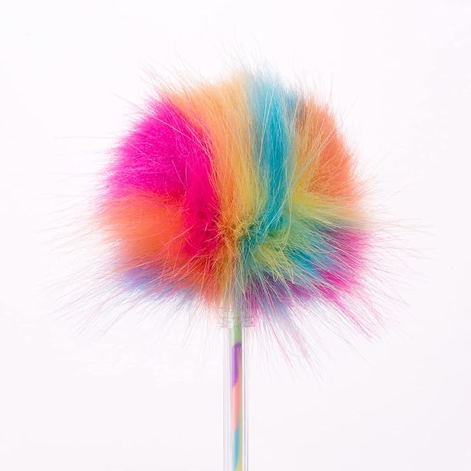 12 Pack Rainbow Pompom Gel Pen with Rainbow Ink