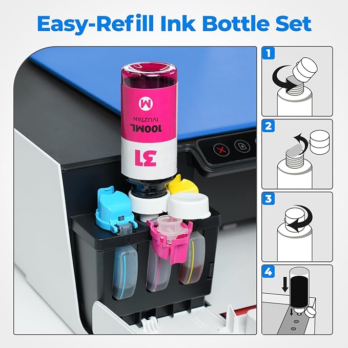 31 Ink 32XL Black Ink Bottle Set for Smart Tank Ink 7602 5101 651 5000 5103 6001 7301 7001 Compatible with HP 31 32XL Ink Bottle Set for Smart Tank 5101 5000 7602 7301 7001 5102 7002 7006 551 Printers