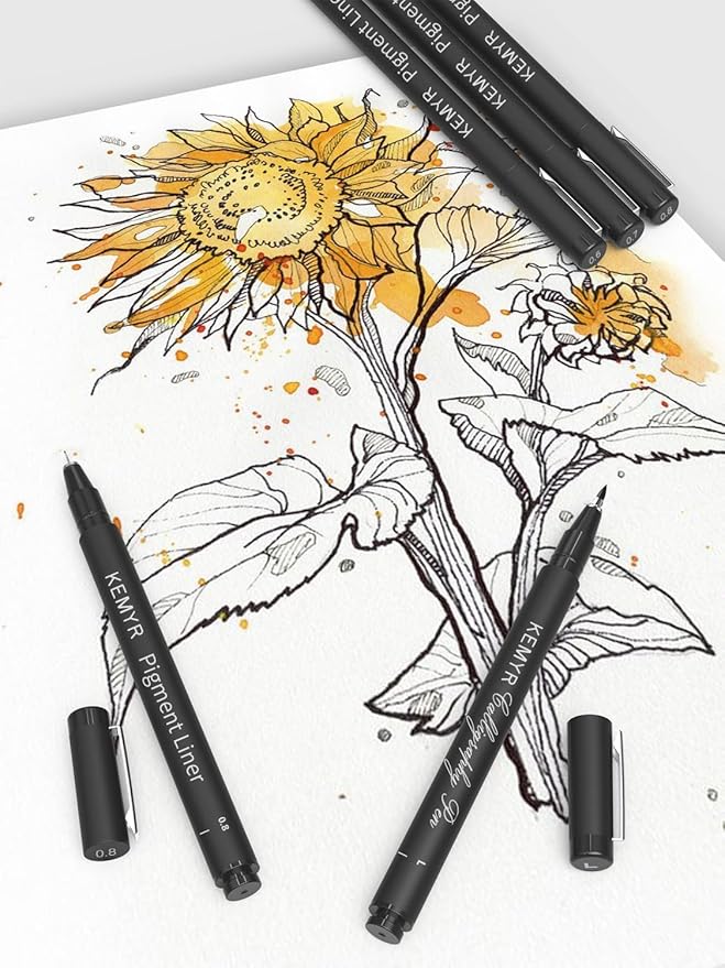 4 Micro Fine liner Drawing Art Pens Calligraphy Pens: 0.4mm Size Black Art supplies Waterproof Archival Black Ink Markers For Artists,Use for Professional Watercolor,Sketching