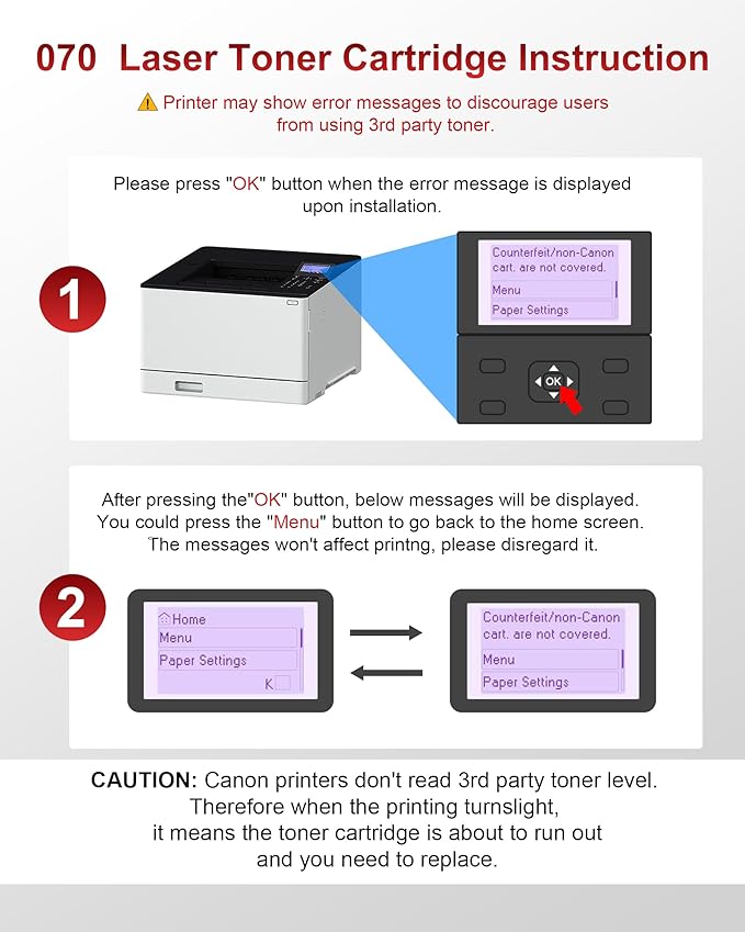 070 Black Toner Cartridge 2 Pack Replacement for Canon 070 Toner Cartridge 070 070H CRG070 CRG-070 Use with Canon imageCLASS MF465dw MF462dw LBP247dw LBP246dw MF462 LBP247 LBP246 Printer Ink