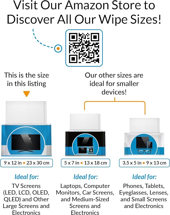 iCloth XL Screen Cleaning Wipes, Lint-Free and Streak-Free, Fast-Drying, Removes Dust, Fingerprints, and Smudges (100 XL Wipes)