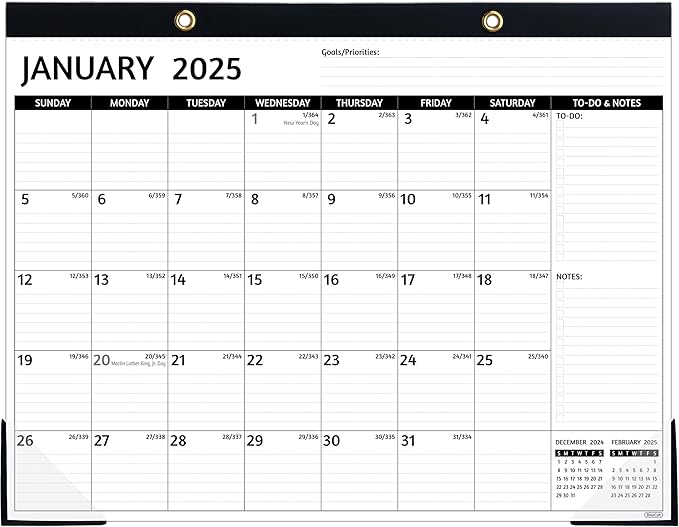2025-2026 Desk Calendar β Jan 2025 β Jun 2026, 18 Monthly Calendar 2025-2026, Large Desk Calendar, 22'' x 17'', 2025 Desk/Wall Calendar with Desk Pad, To-do Lists, Ruled Blocks, Corner Protectors