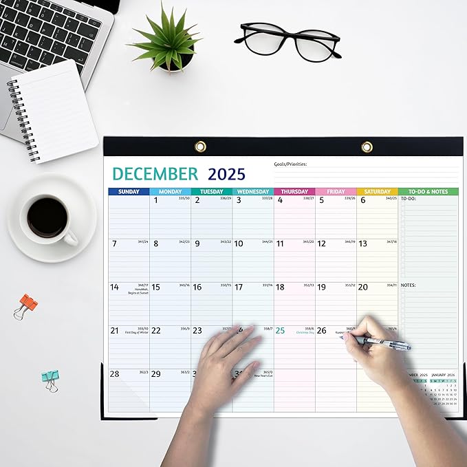 2025-2026 Desk Calendar β Shipped Flat, Large Desk Calendar, 22'' x 17'', Jul 2025 β Dec 2026, 18 Monthly Calendar, Best Desk/Wall Calendar with Desk Pad, To-do Lists, Ruled Blocks, Corner Protectors