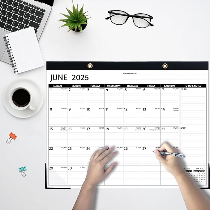 2025-2026 Desk Calendar β Jan 2025 β Jun 2026, 18 Monthly Calendar 2025-2026, Large Desk Calendar, 22'' x 17'', 2025 Desk/Wall Calendar with Desk Pad, To-do Lists, Ruled Blocks, Corner Protectors
