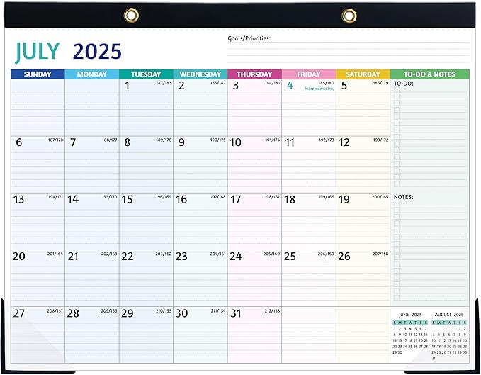2025-2026 Desk Calendar β Shipped Flat, Large Desk Calendar, 22'' x 17'', Jul 2025 β Dec 2026, 18 Monthly Calendar, Best Desk/Wall Calendar with Desk Pad, To-do Lists, Ruled Blocks, Corner Protectors