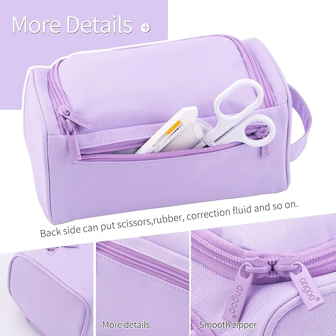 HVOMO Big Capacity Pencil Case High Large Storage Pouch Marker Pen Case Travel Simple Stationery Bag School College Office Organizer for Teens Girls Adults Student(N Purple)