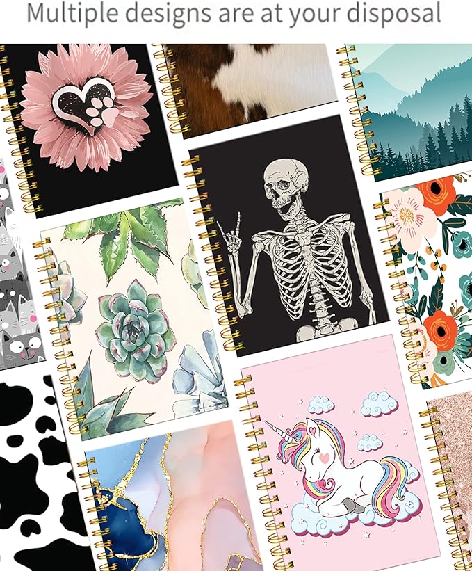 iampanda Spiral Journal Notebook,Strong Twin-Wire Binding with Premium Paper for Girl Women,Cute 60 Sheets A5 College Ruled Notebook/Journal,Perfect for School Office Home Gifts,Black White Cow Print