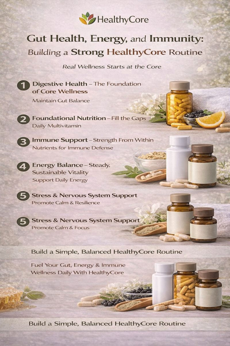 Gut Health, Energy, and Immunity: Building a Strong HealthyCore Routine