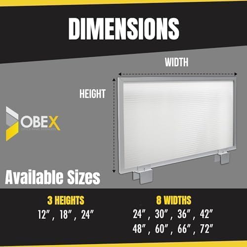 OBEX Screen Extender Polycarbonate Desk Privacy Panel & Divider for Office Cubicle, 18" x 30", Translucent