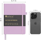 &And Per Se Dotted Journal Notebook, A5 Hardcover Leather Bullet Dotted Journal, 160 Pages 100 gsm Thick Dotted Paper，3 Sheets of Stickers Included - 5.7'' x 8'' (Light lavender)