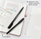 &And Per Se Bullet Dotted Journal Notebook, A5 Leather Hardcover, 176 Numbered Pages 100GSM Thick Dotted Paper, 2 Sheets of Stencils Included - 5.7'' x 8'' (Green)