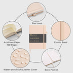 &And Per Se Blank Journal Notebook, 160 Pages, 5.7 x 8 inches College Ruled Thick Paper Notebook Journals for Writing, Hardcover Notebook(1 Pack, Light Apricot)