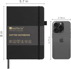 &And Per Se Dotted Journal Notebook, A5 Hardcover Leather Bullet Dotted Journal, 160 Pages 100 gsm Thick Dotted Paper，3 Sheets of Stickers Included (Black)