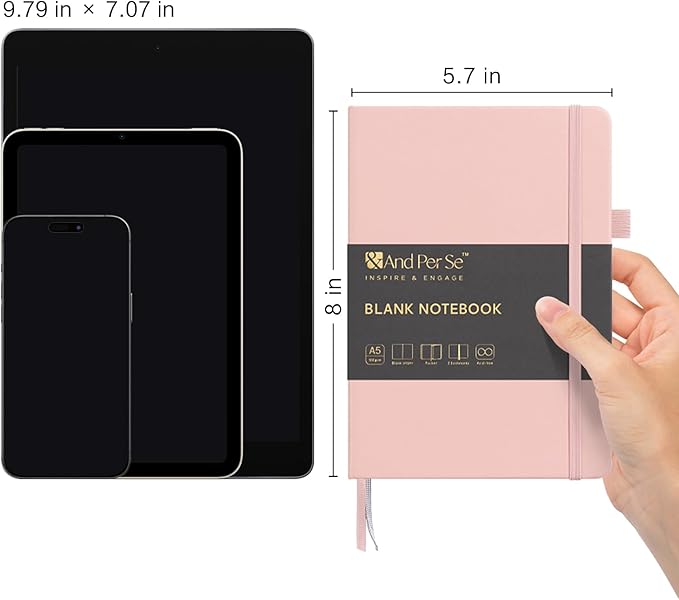 &And Per Se Blank Journal Notebook, 160 Pages, 5.7 x 8 inches College Ruled Thick Paper Notebook Journals for Writing, Hardcover Notebook(1 Pack, pink)