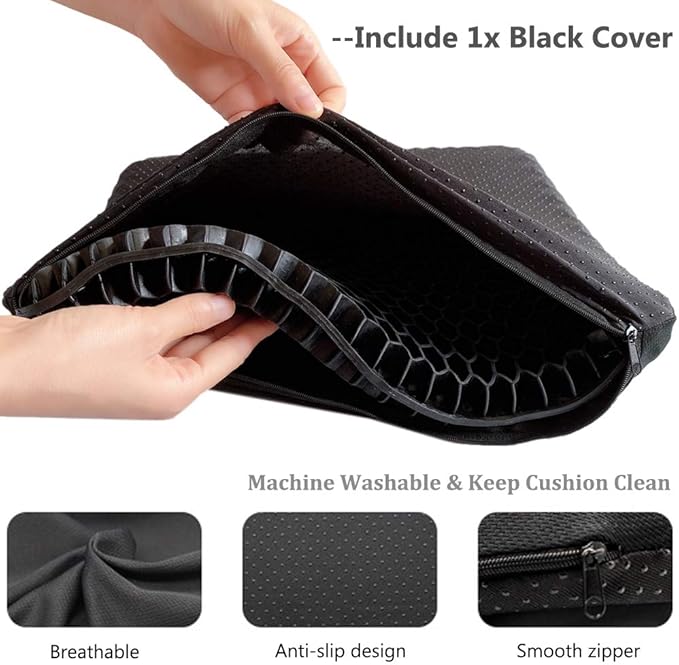 Gel Seat Cushion for Long Sitting (Super Large & Thick), Soft & Breathable, Gel Chair Cushion for Wheelchair, for Hip Pain, Gel Seat Cushion for Office Chair