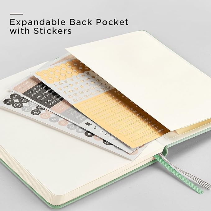 &And Per Se Dotted Journal Notebook, A5 Hardcover Bullet Dotted Journal, 160 Pages 100 gsm Thick Dotted Paper, 3 Sheets of Stickers Included - 5.7'' x 8''（Emerald）