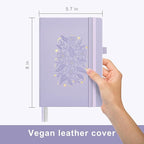&And Per Se Dotted Journal Notebook for Women&Men with Pattern, A5 Leather Hardcover, 160 Pages 100GSM Thick Dotted Paper, 3 Sheets of Stickers Included(Lavender)