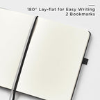 &And Per Se Dotted Journal Notebook (5 Packs), A5 Hardcover Leather Dotted Journal, 160 Pages 100 gsm Thick Paper, 3 Sheets of Stickers Included- 5.7'' x 8'' (Black