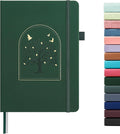 &And Per Se Dotted Journal Notebook for Women&Men with Pattern, A5 Leather Hardcover, 160 Pages 100GSM Thick Dotted Paper, 3 Sheets of Stickers Included(Dark Green)