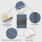 &And Per Se Blank Journal Notebook, 160 Pages, 5.7 x 8 inches College Ruled Thick Paper Notebook Journals for Writing, Hardcover Notebook(1 Pack, dark blue)