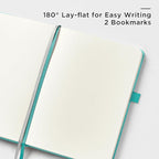 &And Per Se Dotted Journal Notebook, A5 Hardcover Leather Bullet Dotted Journal, 160 Pages 100 gsm Thick Dotted Paper，3 Sheets of Stickers Included - 5.7'' x 8'' (Turquoise)