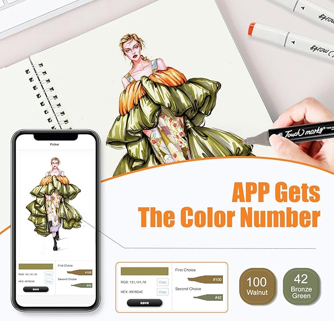 204 Colors Alcohol Markers with Free App, Chisel Tip and Fine Tip, Dual Tip Alcohol-Based Marker set for Artist Adults, Art Markers for Painting, Coloring, Sketching and Drawing,Great Gift Idea