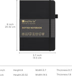 &And Per Se Bullet Dotted Journal Notebook, A5 Leather Hardcover, 176 Numbered Pages 100GSM Thick Dotted Paper, 2 Sheets of Stencils Included - 5.7'' x 8'' (Black)