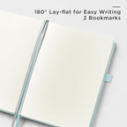 &And Per Se Dotted Journal Notebook (5 Packs), A5 Hardcover Leather Dotted Journal, 160 Pages 100 gsm Thick Paper, 3 Sheets of Stickers Included- 5.7'' x 8'' (Cyan