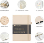 &And Per Se Bullet Dotted Journal Notebook, A5 Leather Hardcover, 176 Numbered Pages 100GSM Thick Dotted Paper, 2 Sheets of Stencils Included - 5.7'' x 8'' (Light Apricot)