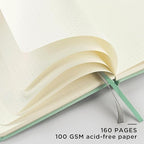 &And Per Se Dotted Journal Notebook, A5 Hardcover Leather Bullet Dotted Journal, 160 Pages 100 gsm Thick Dotted Paper，3 Sheets of Stickers Included - 5.7'' x 8'' (Pastel green)