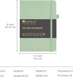 &And Per Se Bullet Dotted Journal Notebook, A5 Leather Hardcover, 176 Numbered Pages 100GSM Thick Dotted Paper, 2 Sheets of Stencils Included - 5.7'' x 8'' (Light Green)