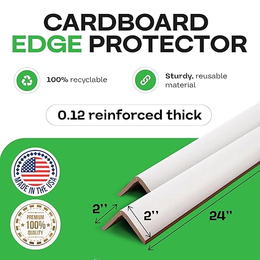 IDL Packaging Cardboard Edge Protectors 2" x 2" x 24", Full Pallet of 5600 pc, White - V-Board Reinforced Corner Protectors - Regular-Duty Cardboard Corners for Shipping