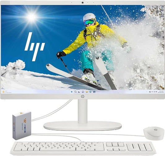HP 2025 New 22 Inch All-in-One Desktop Computer • 64GB RAM • 1TB PCIe SSD • Intel CPU • Ultra-Quiet Design • Microsoft Office Trial • Wi-Fi 6 • White KB & Mouse • WOWPC Recovery USB • Windows 11