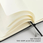 &And Per Se Dotted Journal Notebook (10 packs), A5 Hardcover Leather Bullet Dotted Journal, 160 Pages 100GSM Thick Paper, 3 Sheets of Stickers Included - 5.7'' x 8'' (Black)