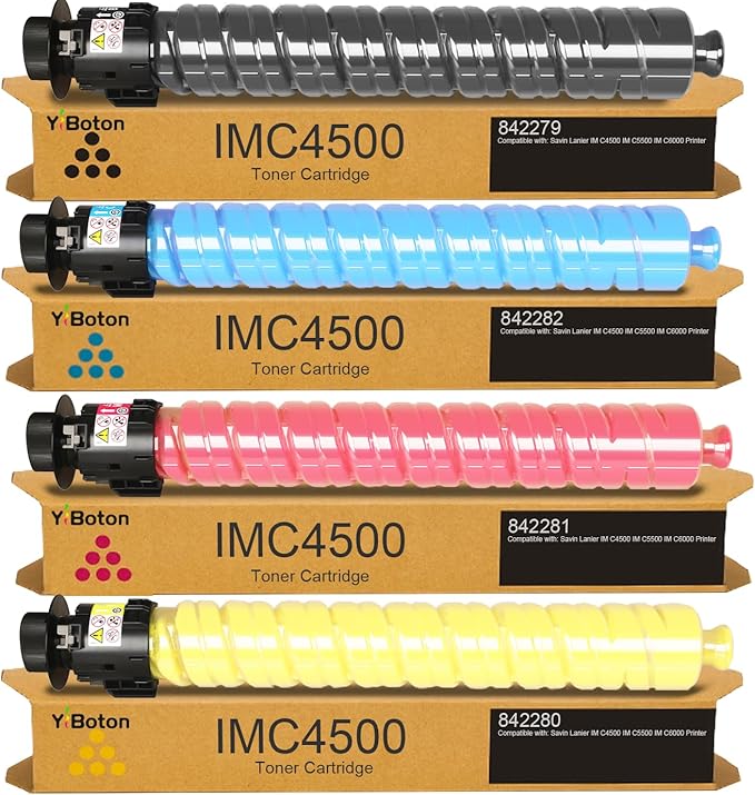 IM C4500 IM C6000 IMC4500 IMC6000 Toner Cartridge 842279 842280 842281 842282 Replacement for Ricoh IM C4500 IM C5500 IM C6000 Printer(4 Pack Black Cyan Magenta Yellow)