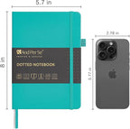&And Per Se Dotted Journal Notebook, A5 Hardcover Leather Bullet Dotted Journal, 160 Pages 100 gsm Thick Dotted Paper，3 Sheets of Stickers Included - 5.7'' x 8'' (Turquoise)