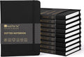 &And Per Se Dotted Journal Notebook (10 packs), A5 Hardcover Leather Bullet Dotted Journal, 160 Pages 100GSM Thick Paper, 3 Sheets of Stickers Included - 5.7'' x 8'' (Black)