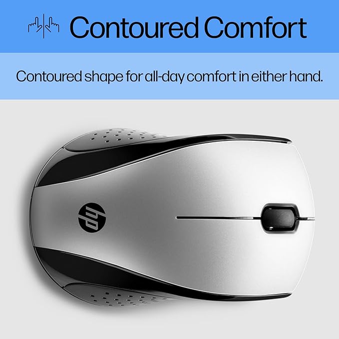 HP X3000 G3 Wireless Mouse Silver, up to 15-Month Battery,Scroll Wheel, Side Grips for Control, Travel-Friendly, Blue LED, Powerful 1600 DPI Optical Sensor, Win XP,8, 11 Compatible (683N9AA#ABL)