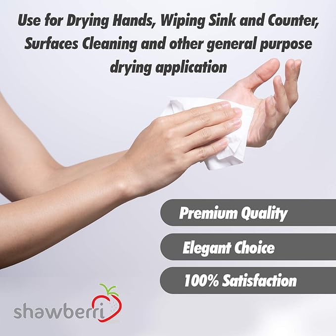 200 Paper Towels Cloth-Like Hand Tissue Paper Napkins, Disposable Hand Towels for Bathroom Guests, Disposable Face Towel for Guest, Washcloths or Dinner Napkin, Made in USA, White