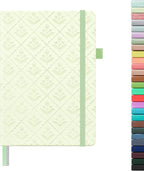 &And Per Se Dotted Journal Notebook for Women&Men with Pattern, A5 Leather Hardcover, 160 Pages 100GSM Thick Dotted Paper, 3 Sheets of Stickers Included(Light Green)