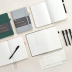 &And Per Se Bullet Dotted Journal Notebook, A5 Leather Hardcover, 176 Numbered Pages 100GSM Thick Dotted Paper, 2 Sheets of Stencils Included - 5.7'' x 8'' (Light Green)