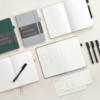 &And Per Se Bullet Dotted Journal Notebook, A5 Leather Hardcover, 176 Numbered Pages 100GSM Thick Dotted Paper, 2 Sheets of Stencils Included - 5.7'' x 8'' (Pink)