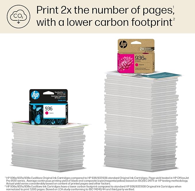 HP 936e EvoMore High Yield Magenta Ink Cartridge | Works OfficeJet 9120 Series, OfficeJet Pro 9100 Series, OfficeJet Pro Wide Format 9700 Series | Carbon Neutral | 4S6V4LN