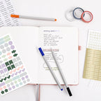 &And Per Se Dotted Journal Notebook Set, A5 Hardcover Dotted Journal (Light Apricot), 6 Fineliner Pens, 8 Sticker, 5 Stencil Sheets & 6 Washi Tapes, Journaling Supplies for Planner Schedule