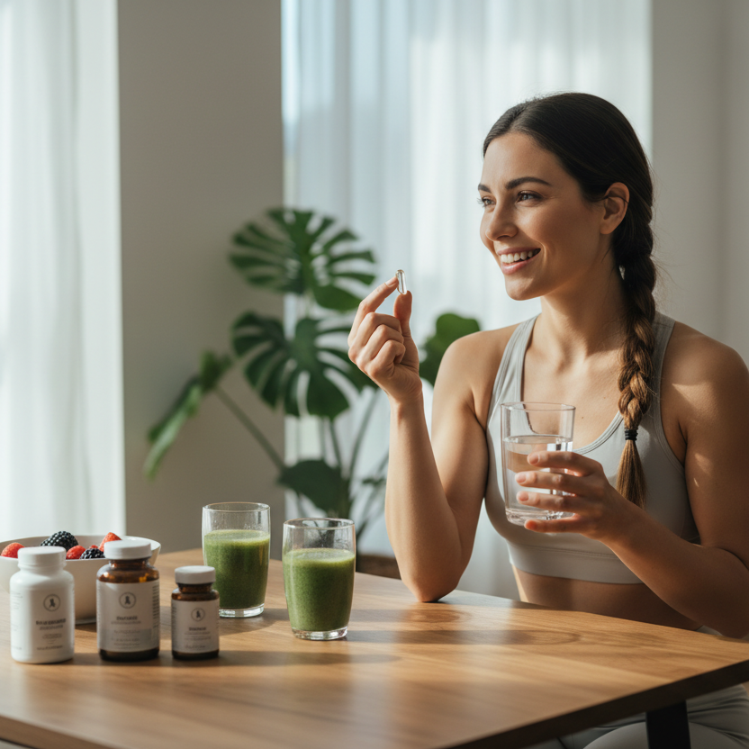 woman's taking health supplements
